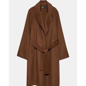 Zara long wrap coat toffee brown w/tag.